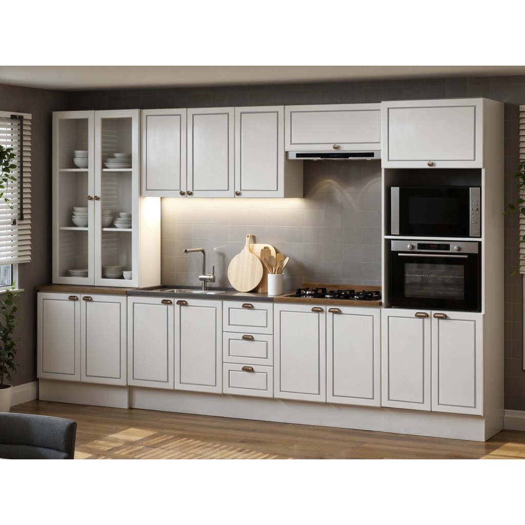 Cozinha Completa 6pçs Americana Branco/Ebano C/ Rodape