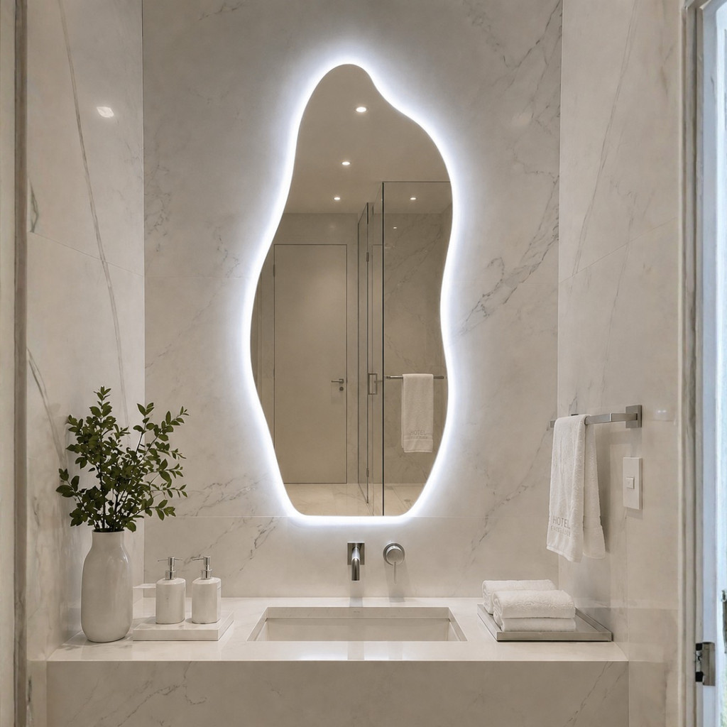 Espelho Lopazzi Orgânico Magnus Led c/ 2 Tons 90x40cm Para Penteadeira Banheiro