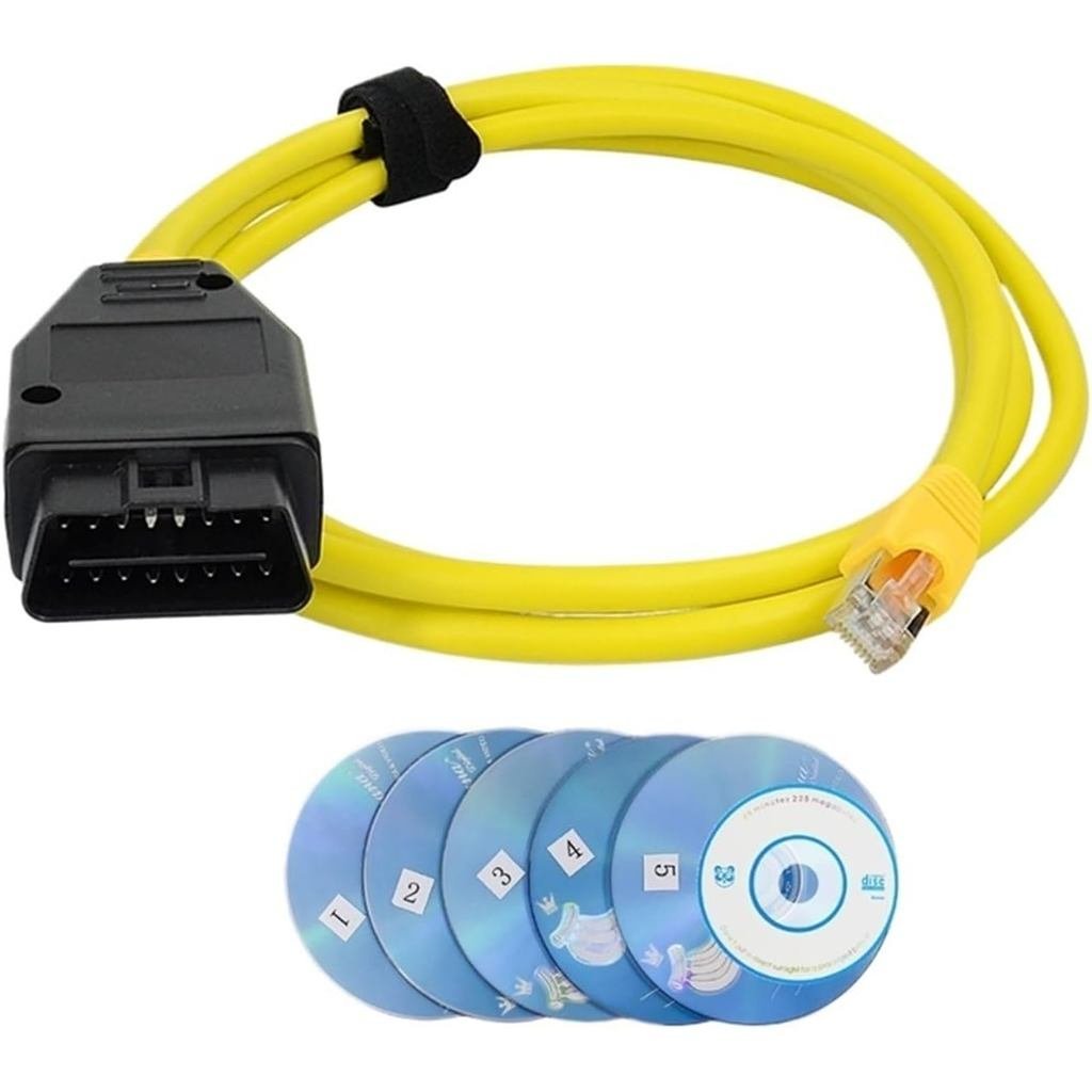 Cabo de Dados ENET Compatível com BMW Série F, Cabo de Interface ICOM OBD2 Compatível com Scanner OBD2 BMW para Diagnóst