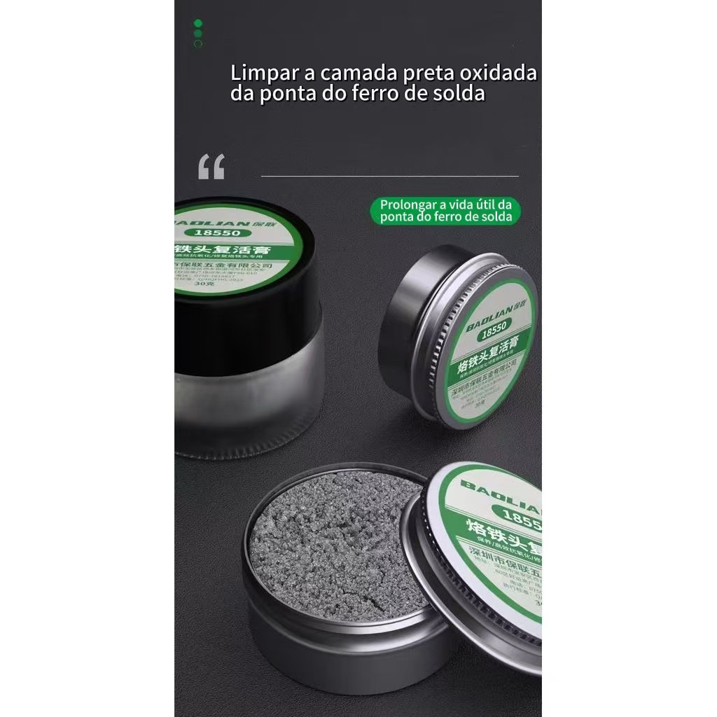Pasta de Limpeza e Restauração para Ponta de Ferro de Solda – Remove Oxidação Preta e Resíduos Carbonizados – Ajuda