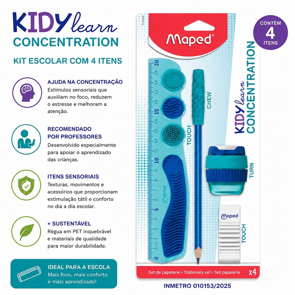 Kit escolar Kidy Learn Concentration com 4 itens 981889 Maped