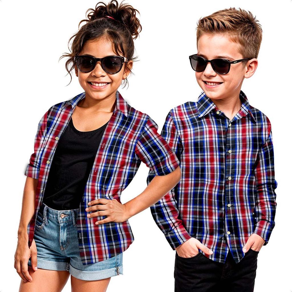 Camisa Xadrez Manga Longa Infantil Festa Junina 2 á 10 anos