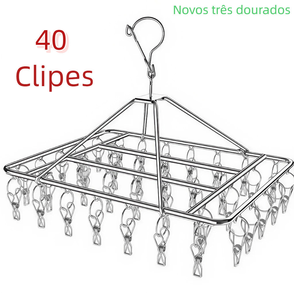 Varal Aço Inox Suspenso Meias Calcinha e Roupa Intima Apartamento Lavanderia -40 Prendedores-Vende Mais