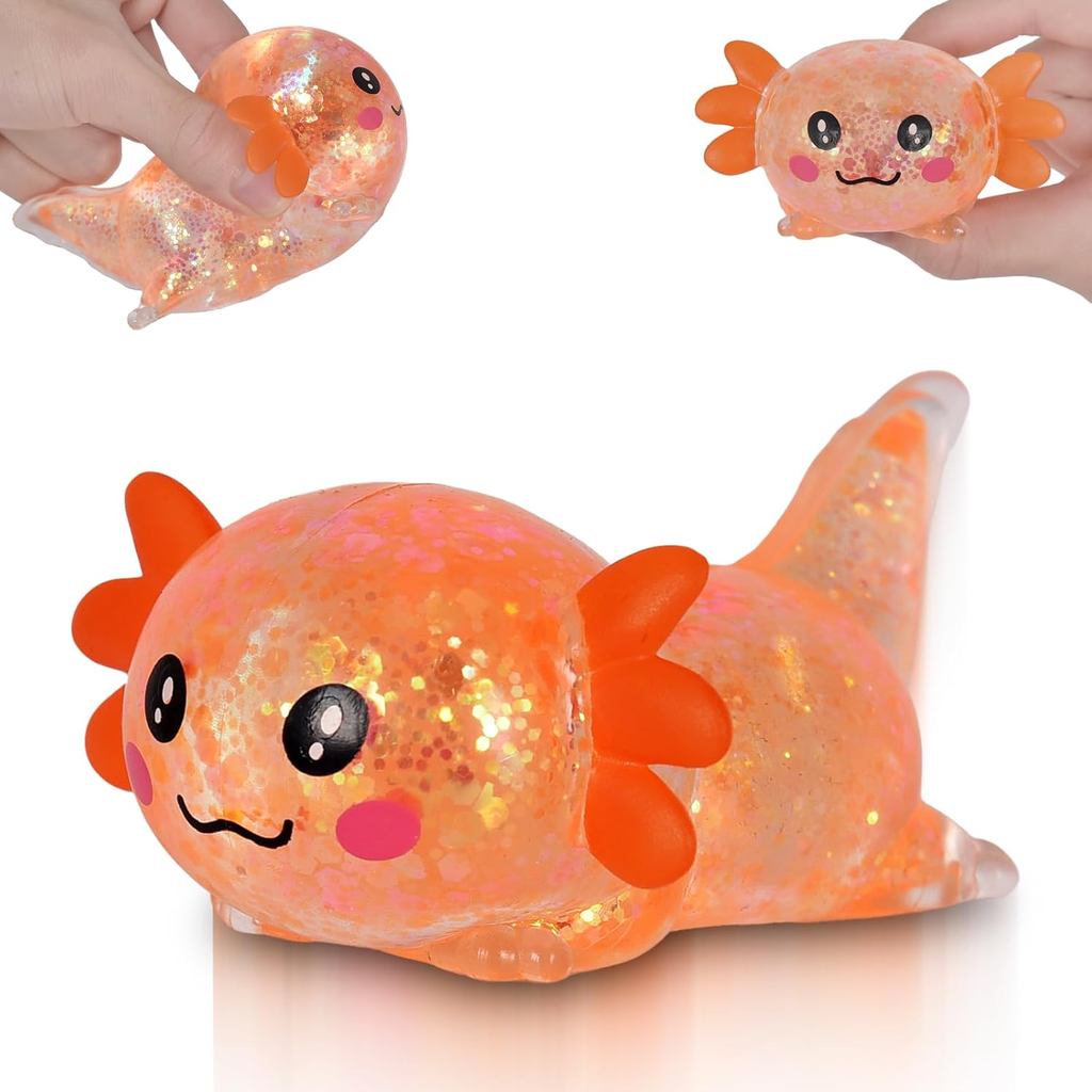 Brinquedo Squishy de Axolote, Brinquedo Antiestresse Fofo de Ascensão Lenta, Brinquedo Sensorial Macio para Crianças e A