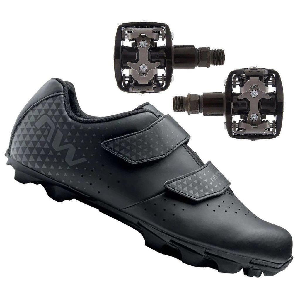 Kit Sapatilha de Ciclismo Northwave Spike 3 + Pedal Wellgo Padrão Shimano