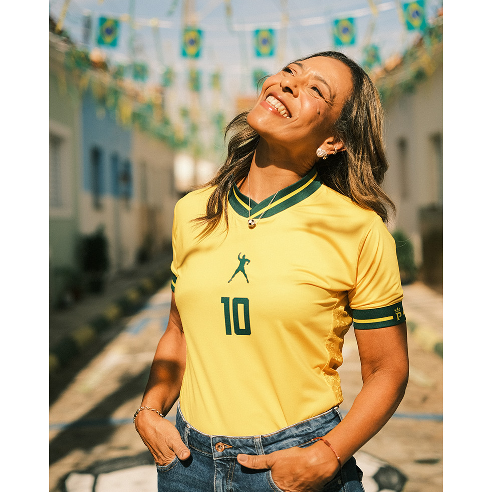 Camiseta Feminina Brasil Pelé 10: Performance Amarela