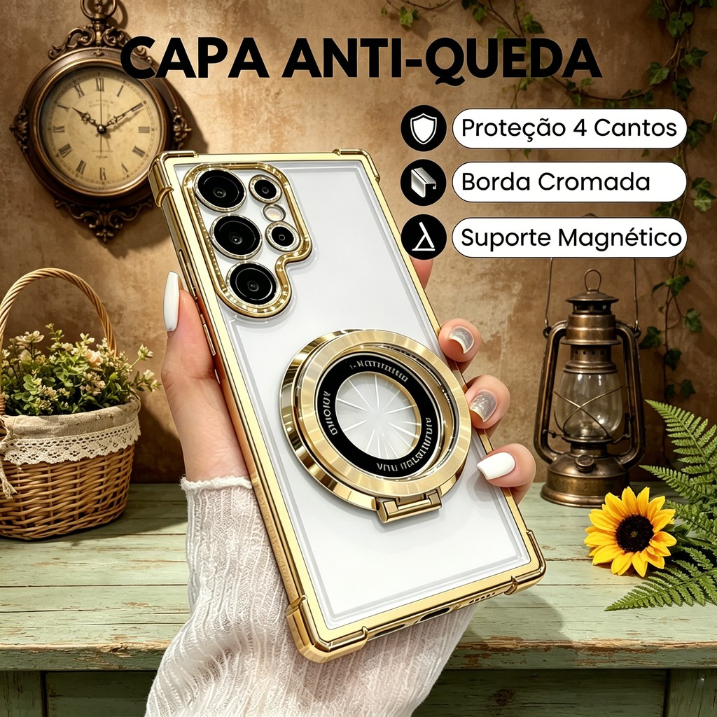 Transparente Chapeamento Suporte Magnético Caso De Telefone Para Samsung A73 A13 A23 A33 A53 A12 A07 A17 A52 À Prova De