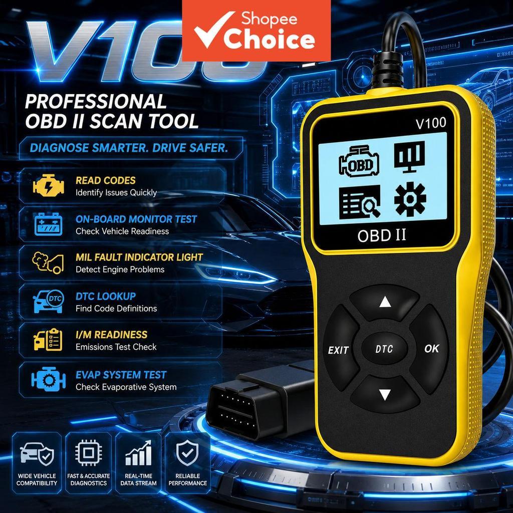 Leitor Automotivo Do Código De Falha Motor Varredor Diagnóstico De V100 OBD2