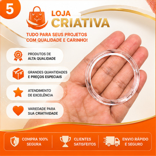 Kit 10 20 30 Argolas Acrílicas Transparentes Várias Medidas Para Chaveiro Artesanato Amigurumi Porta Guardanapo — imagem 2 de 2