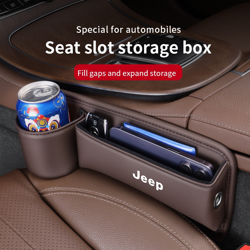 Para Jeep SRT Cherokee Grand Renegado Wrangler Trail, Caixa de Armazenamento Multifuncional em Couro para Banco de Carro