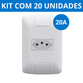 Kit 20 Tomadas Conjunto Simples 20A 4x2 Linha Aria Branca Tramontina