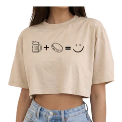 Cropped Oversized Feminino Camisa T-Shirt Pagode Versatil Estampa Pandeiro Tendencia Algodão Camiseta Casual