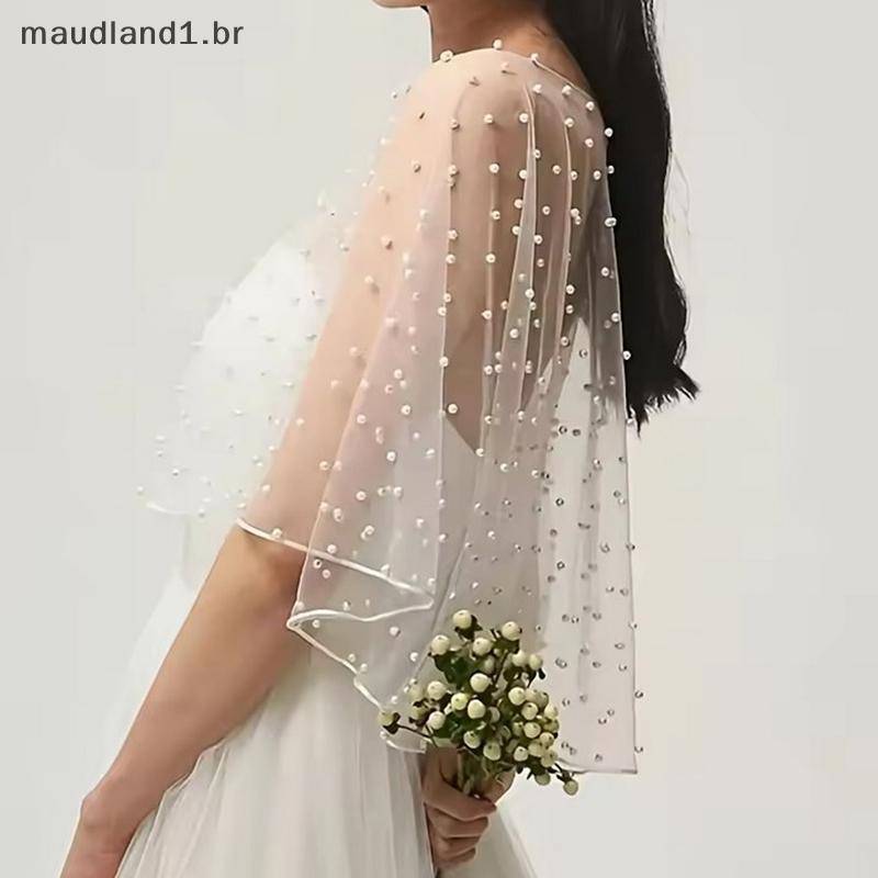 mau Pérola Frisado Casamento Envoltório Sheer Jóia Colar Macio Tule Frente Curto Longo Ba Xale Acessórios De Para Vestid