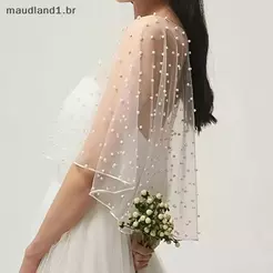 mau Pérola Frisado Casamento Envoltório Sheer Jóia Colar Macio Tule Frente Curto Longo Ba Xale Acessórios De Para Vestid