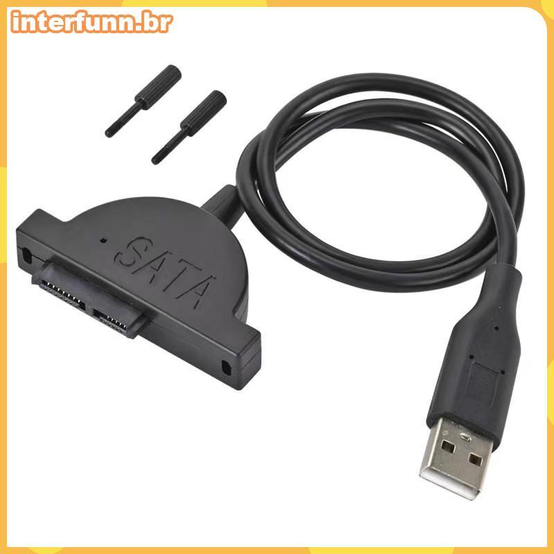 Cabo Adaptador INTER USB 2.0 SATA Para CD DVD ROM Unidade Óptica PC Laptop Notebook