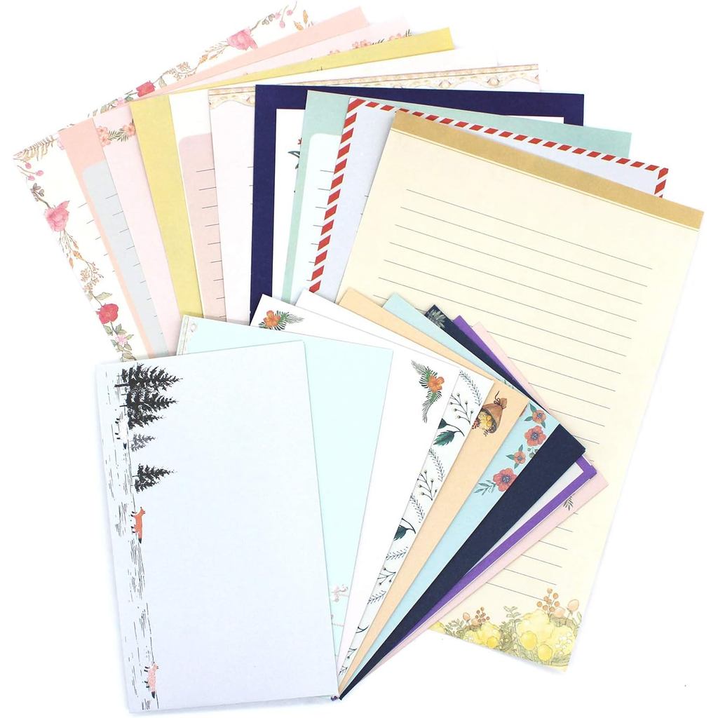 Conjunto de Papelaria e Envelopes, 90 Peças de Papelaria para Mulheres, Meninas e Homens, Meninos, Papel de Escrita Fofo