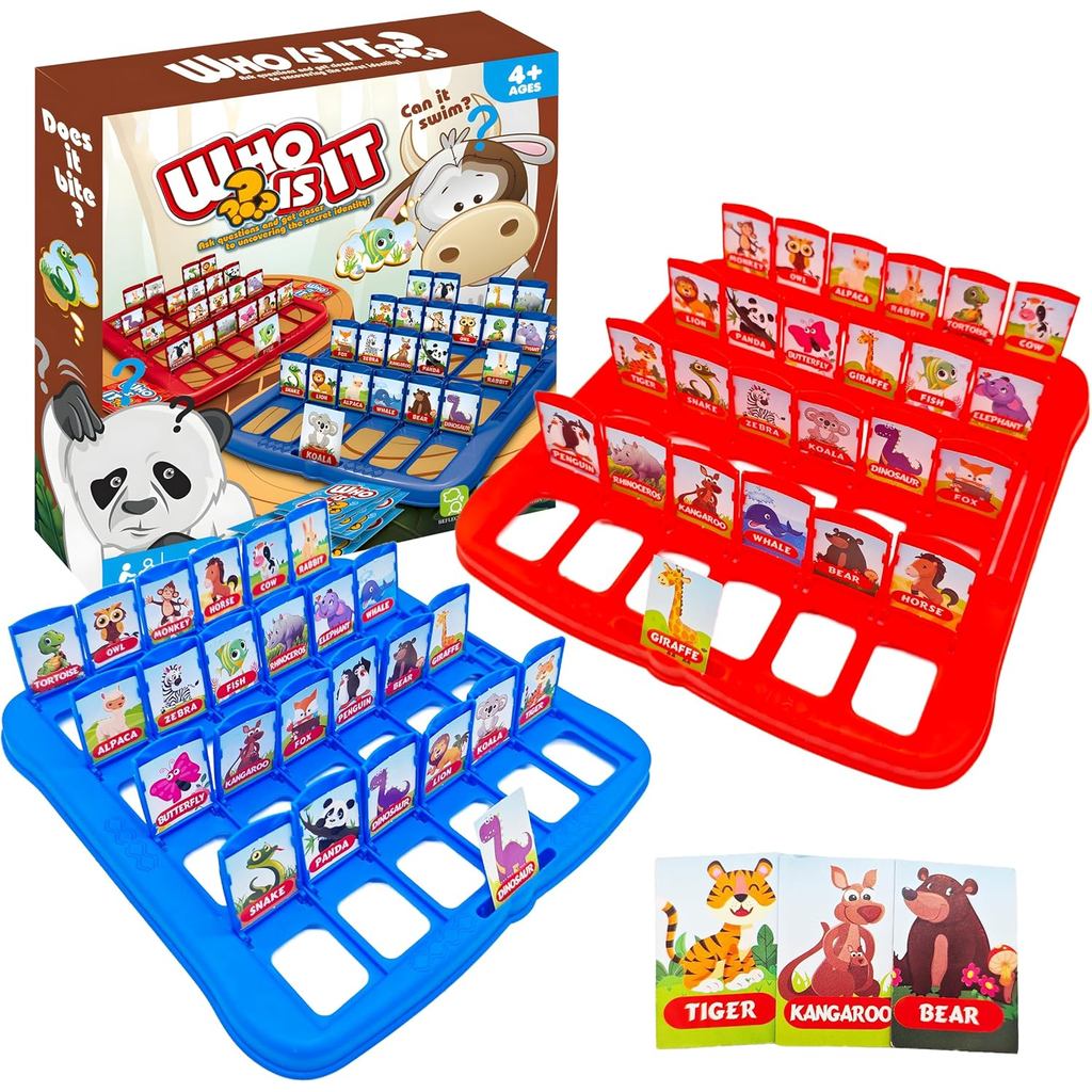 Jogo de Tabuleiro para Crianças, Jogo de Tabuleiro "O Que É Isso?" com Tema de Animais para 2 Jogadores, Jogo Familiar