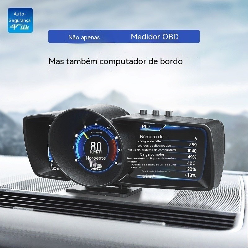 Instrumento multifuncional OBD LCD A600 AP-7, display head-up, computador de bordo para velocidade, turbo, consumo de co