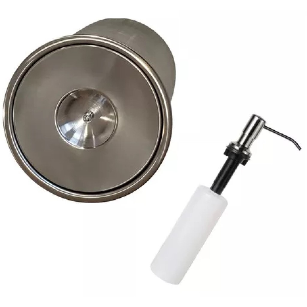 Kit Lixeira Pia 5Lts  Embutir No Granito Inox 304 E Dosador Embutir Bancada Porcenato, Marmore para  Cozinha