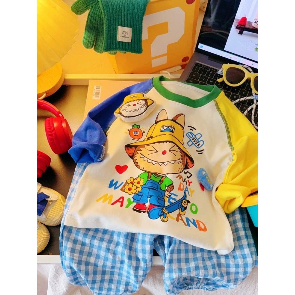 Meninos crianças diversão topo primavera outono 2025 novo estilo crianças de manga comprida camiseta masculino feminino 