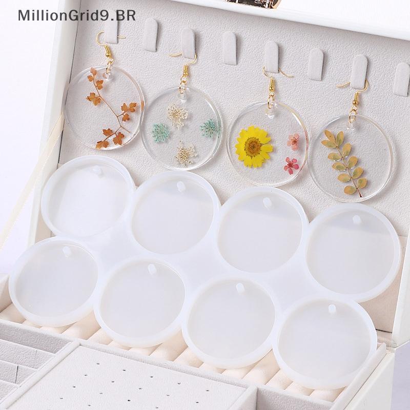 Moinho 8/12 Pçs Redondo Oval Pingentes Molde De Resina DIY Brincos Epóxi Encantos Silicone Para Fazer Jóias Chaveiro Tag