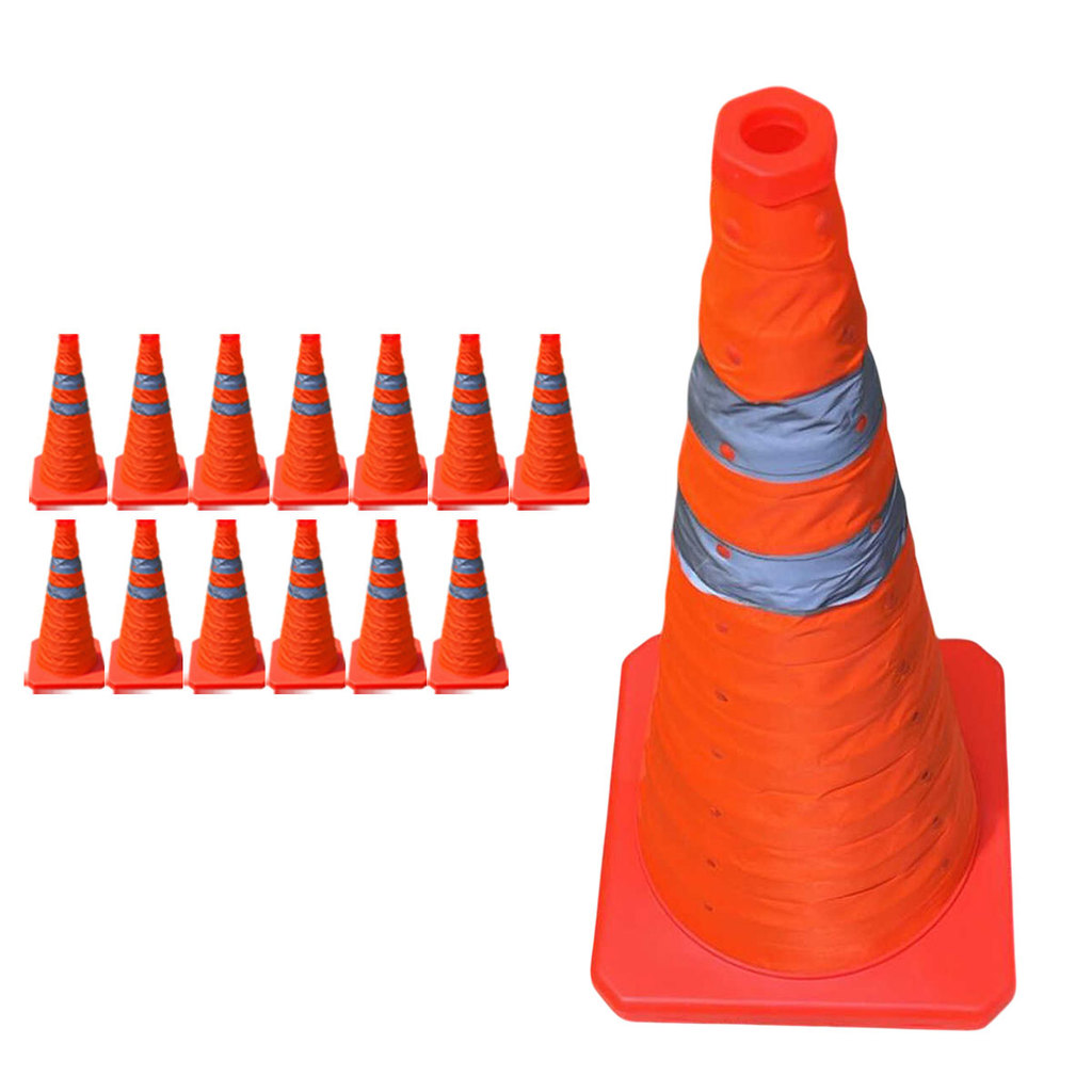 Cone Obra Retratil Segurança Kit 13 Uni Estrada Sinalizador Portatil ViarioBalizador Rodovia Guarda Dobravel Pratico