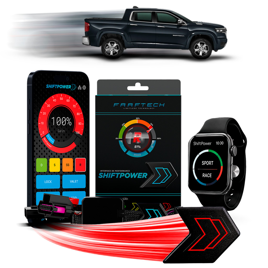 Shiftpower Chip Acelerador Tira Atraso Pedal Carplay e Android Auto Apple Watch Rampage 2023 até 2027 FT-SP02+ Faaftech