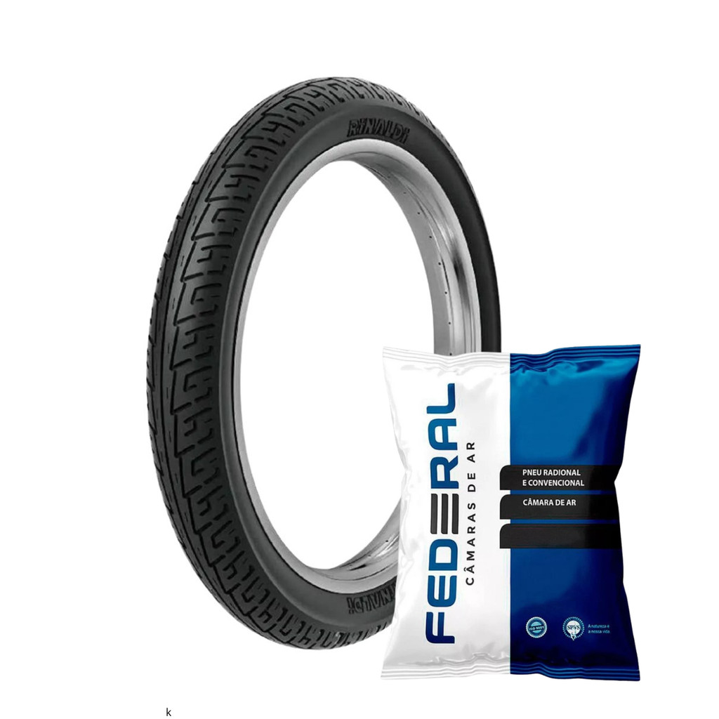 Pneu Moto Rinaldi 60/100-17 BS32 33L Dianteiro + Câmara de Ar Federal M0417 Pop 110i