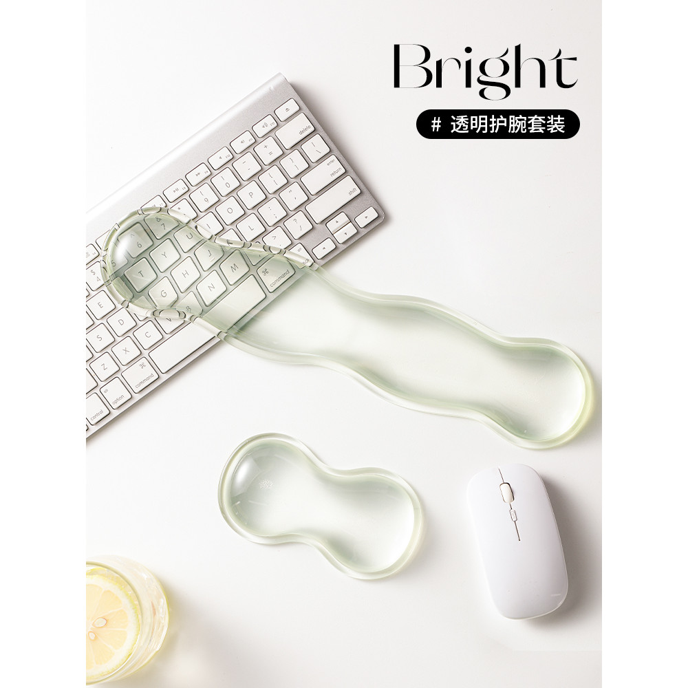 Verde transparente pulseira Mouse almofada menina Silicone teclado de computador mão travesseiro apoio de pulso almofada