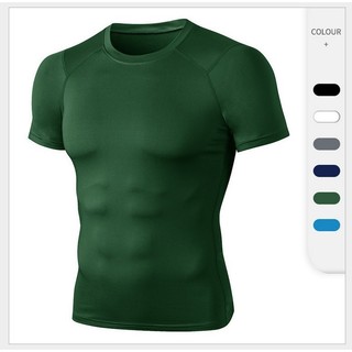 Camiseta masculina PRO Fitness de manga curta Skinny Running Training Sportswear Alta transpiração elástica de secagem r