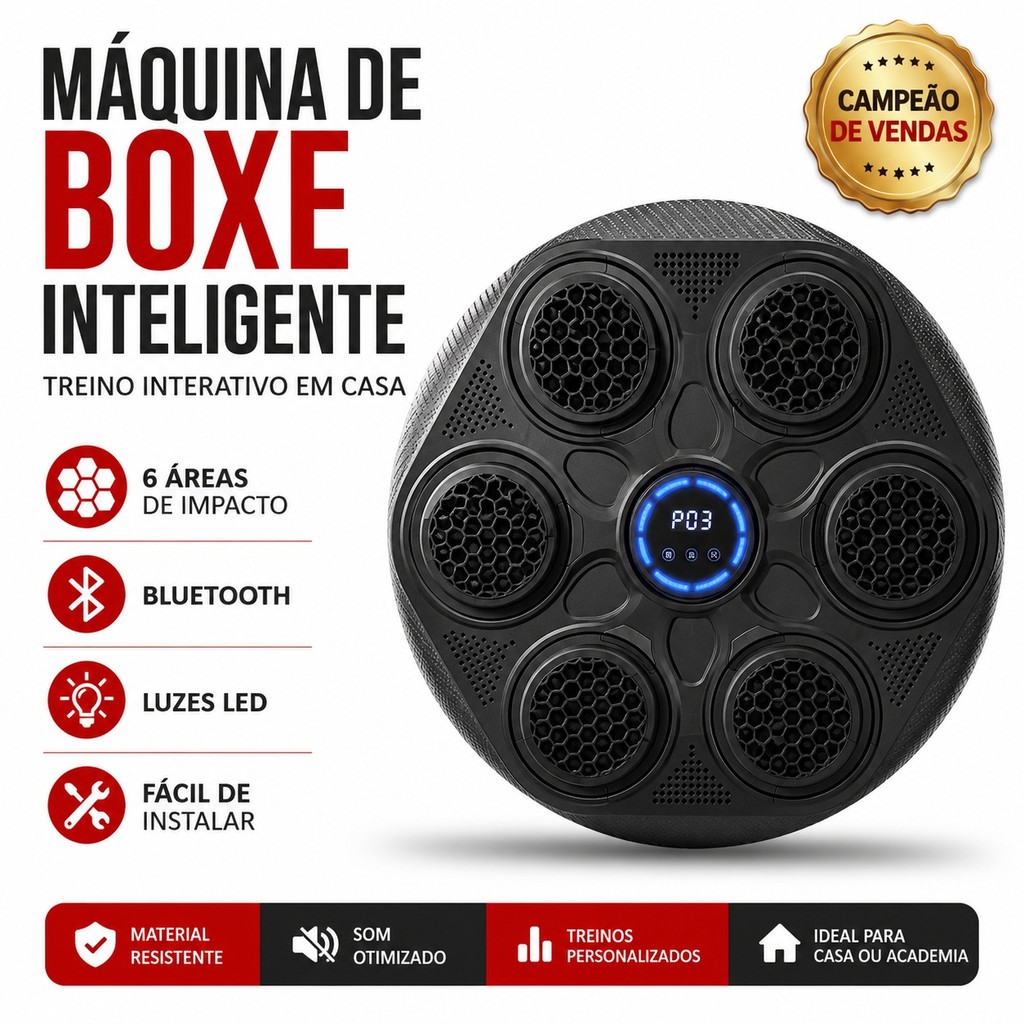Máquina de Boxe Inteligente Música Bluetooth Recarregável