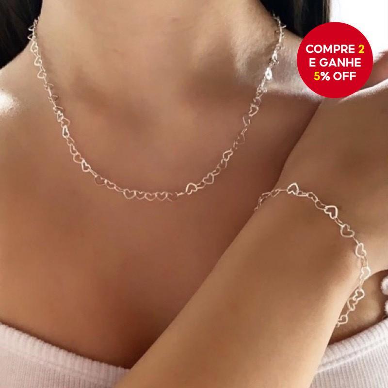 Colar de Coração Feminino em Aço Inoxidável Minimalista Corrente para Clavícula Colar de Camada Diária Joias