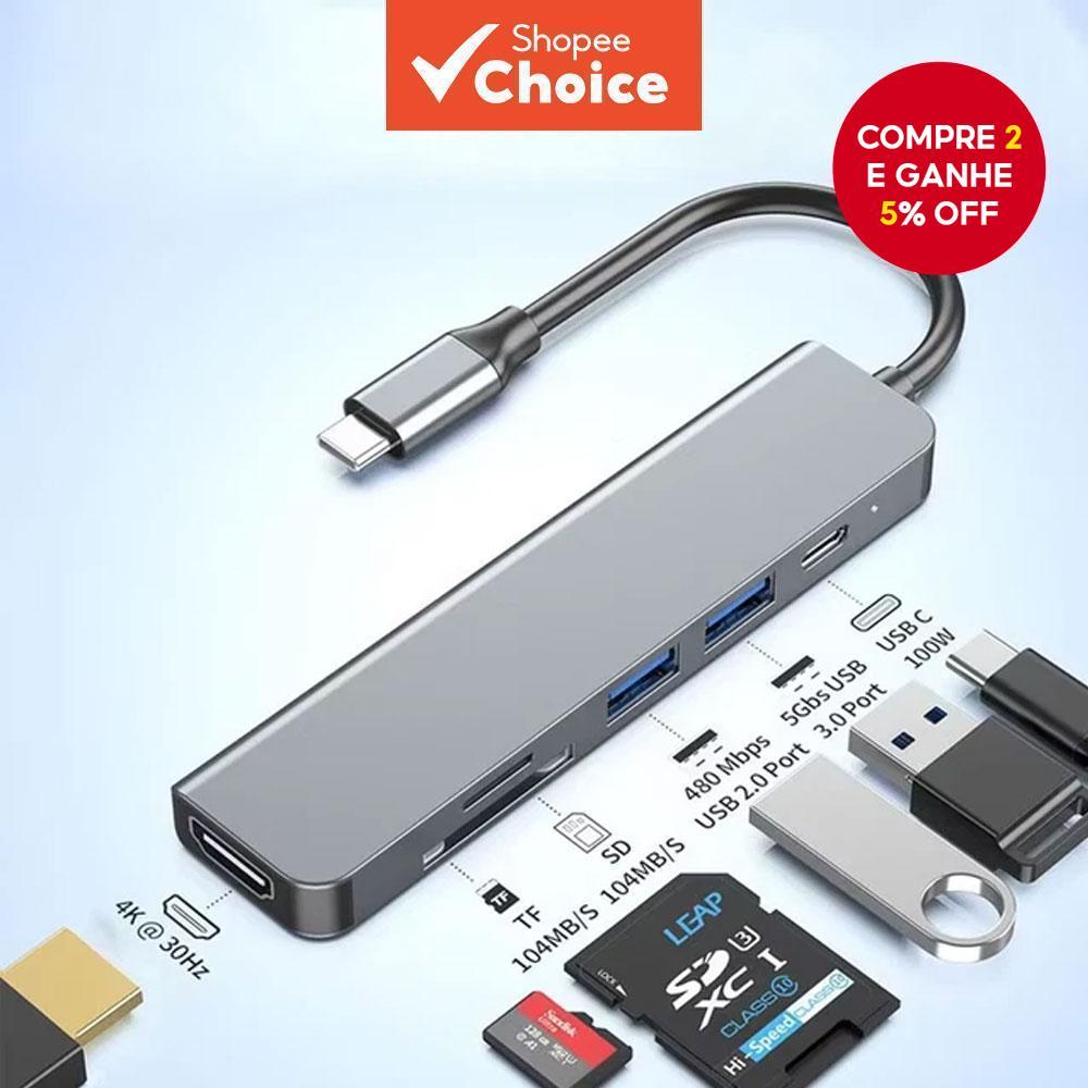 Hub Usb C Multifuncional 6 Em 1 | Tipo Ao Leitor De Cartão Hdmi 3.0 Sd Tf Para A Tabuleta Do Portátil