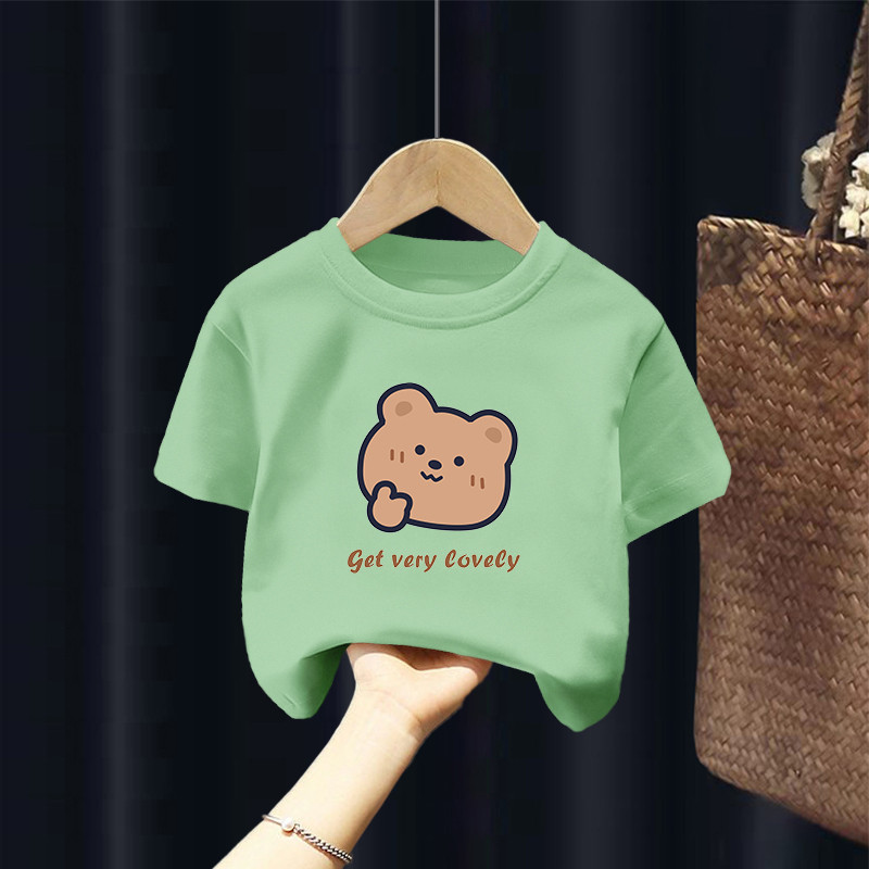 Urso dos desenhos animados dos desenhos animados crianças camiseta de manga curta meninos 2026 verão novo estilo puro al