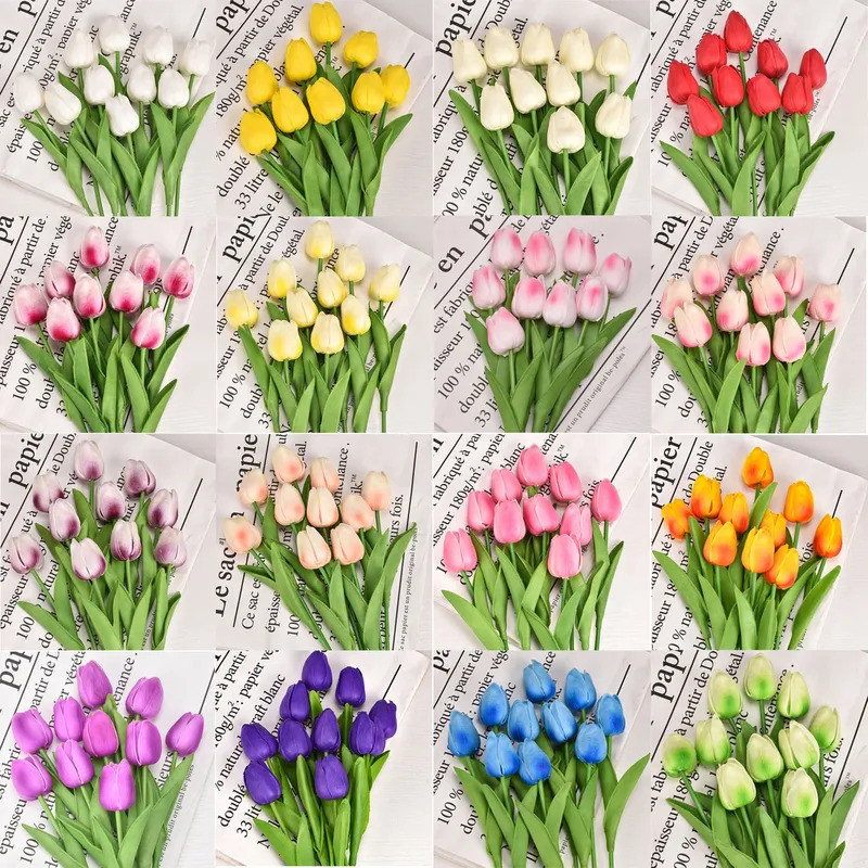 3/5/10/20 Pcs Flores De Tulipa Artificiais Buquê De Flor Falsa Para Decoração De Casa De Casamento