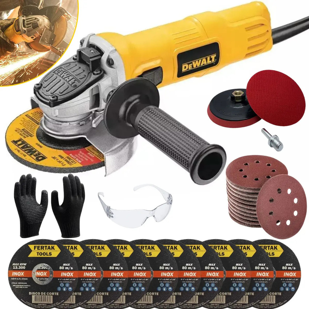 Kit Esmerilhadeira Lixadeira Profissional 4.1/2 800w Dewalt Dwe4020 Angular