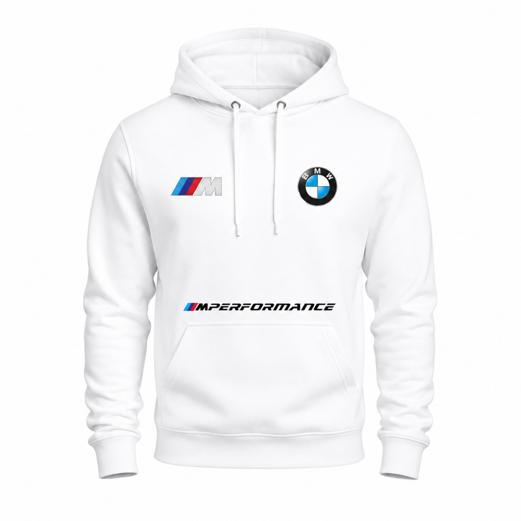 Moletom Canguru BMW M Performance Branco Premium Com Capuz Masculino ENVIO JA