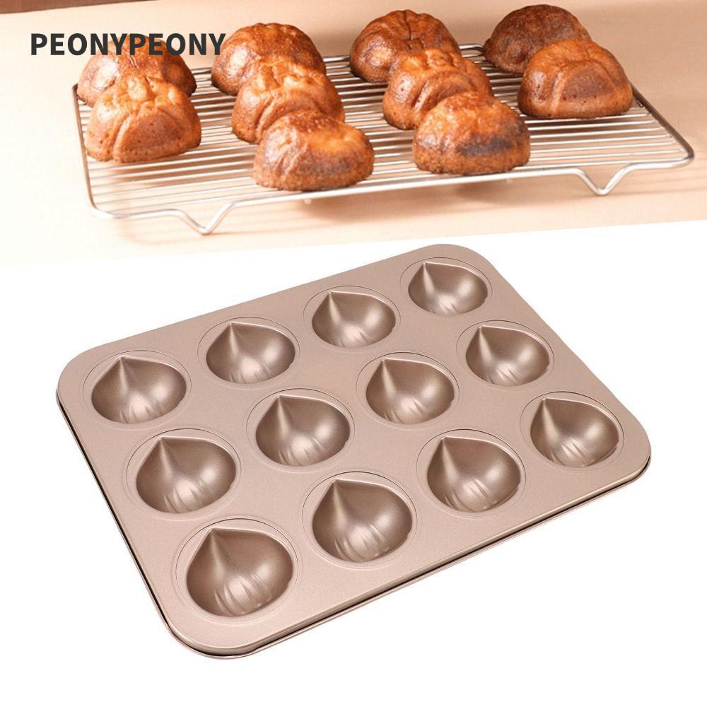 Molde De Bolo Peônia , Moldes De Muffins Em Forma De Castanha De 6/9/12 Cavidades , Bandeja De Cozimento De Aço Carbono