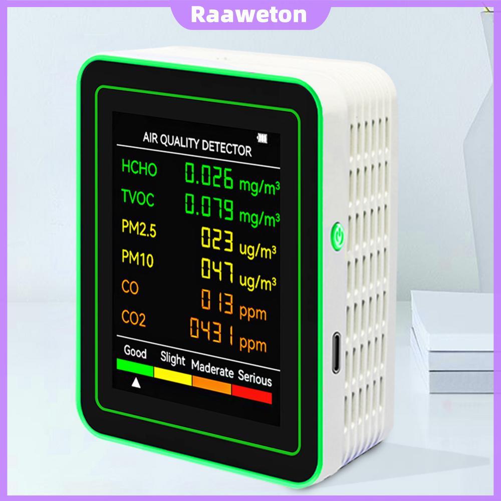 Monitor De Qualidade Do Ar 6 Em 1 Detector De Formaldeído Medidor De CO2 Testador AQI Para Ambientes Internos [Raaaweton