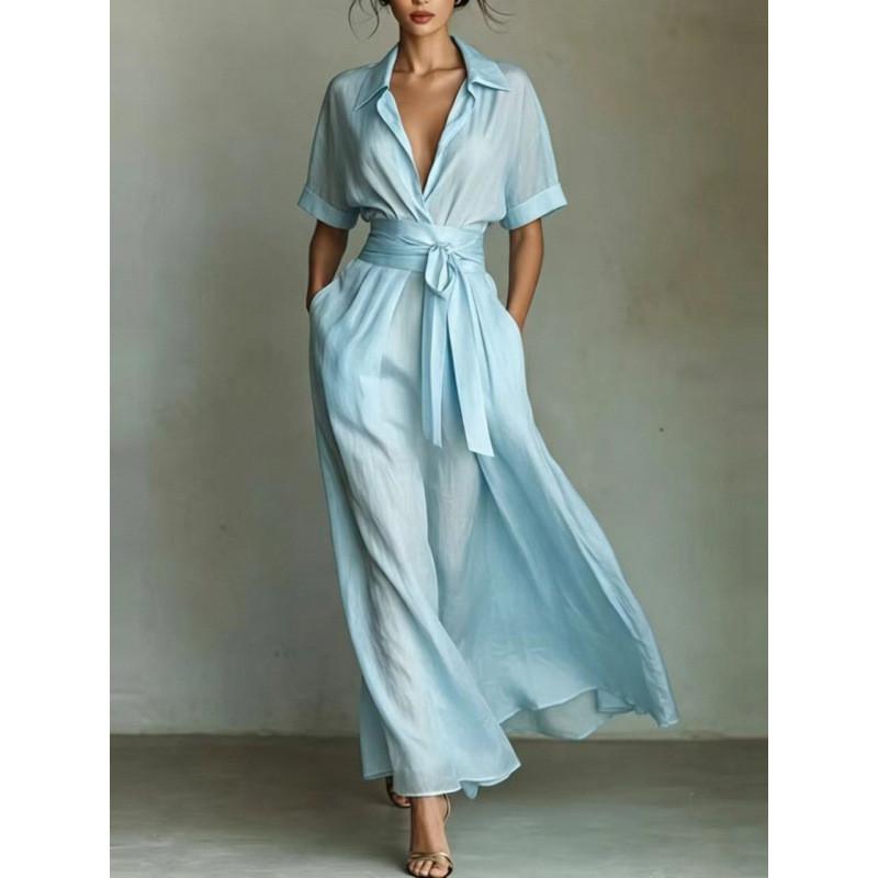 vestido de festa Longo Feminino Estilo Férias Com Retrô E casual , Cintura Apertada Emagrecedor