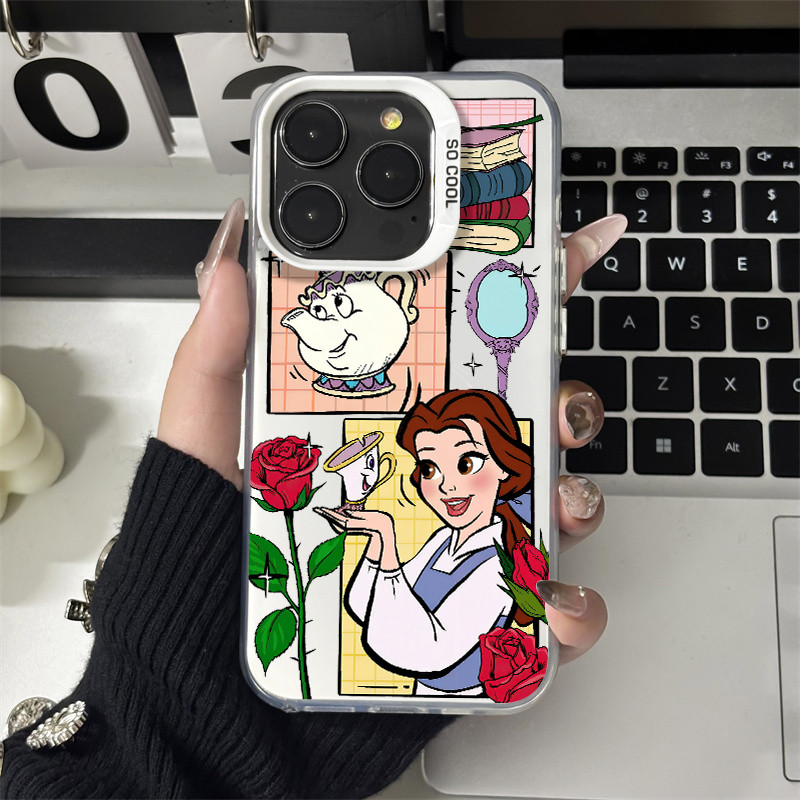 Capinha anti impacto de Princesas-A bela e a fera para iPhone xr xs max 14 11 12 13 15 16 pro max 12 pro capa Protetora