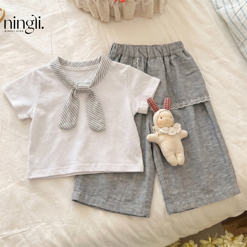 Estoque pronto [Versão coreana roupas infantis] Terno de aparência gigante para meninas verão novo estilo infantil bebê
