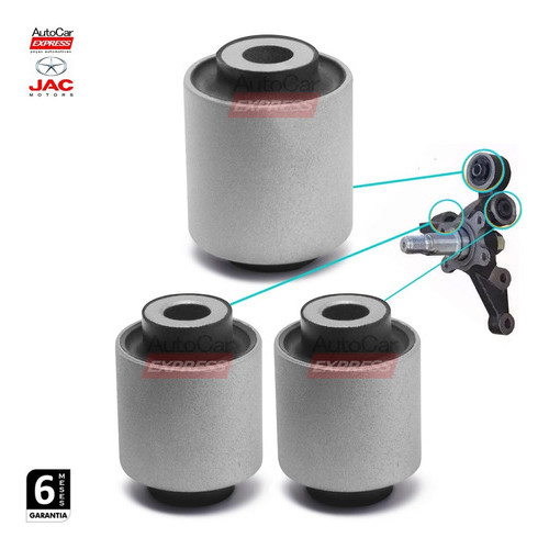Kit 3 Buchas Manga Eixo Suspensão Traseira Jac J3 2010/2016