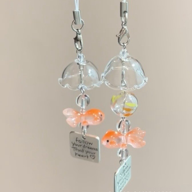 Goldfish Dreamland Feito à Mão Frisado Koi Pingente Bonito ins Estilo Pequeno Peixe Carrilhão de Vento Bolsa de Corrente
