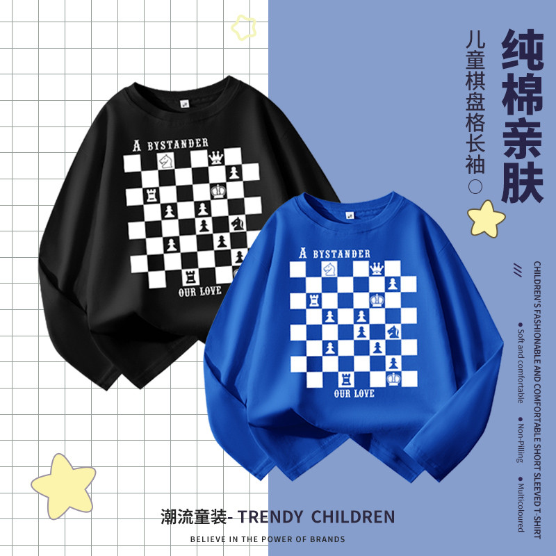 Meninos estilo ocidental 100% algodão camiseta de manga comprida primavera outono novo estilo médio grande roupas infant