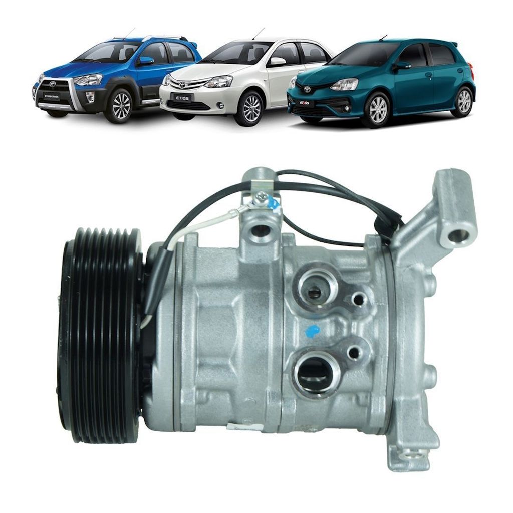 COMPRESSOR AR PARA ETIOS 1.3 1.5 ORIGINAL DENSO 7PK 10SE13C 161BC4471404780RC CD FILIAL ES