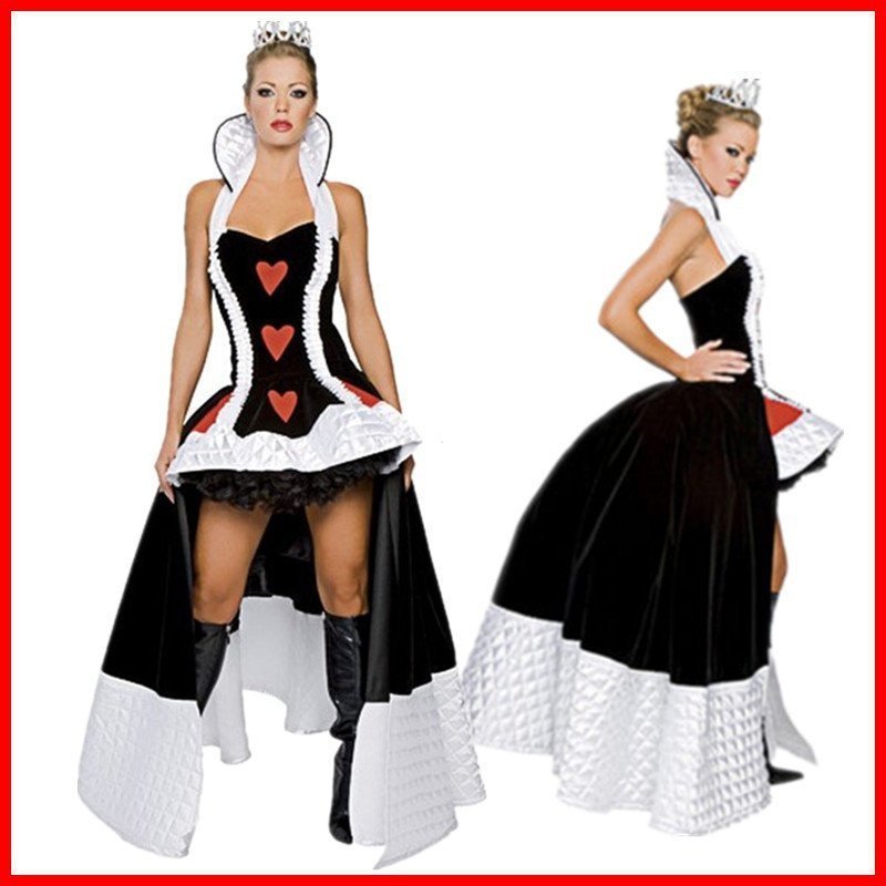 Fantasia de Alice no País das Maravilhas para Mulheres Adultas, Rainha de Copas, Fantasia de Cosplay, Vestido de Festa L