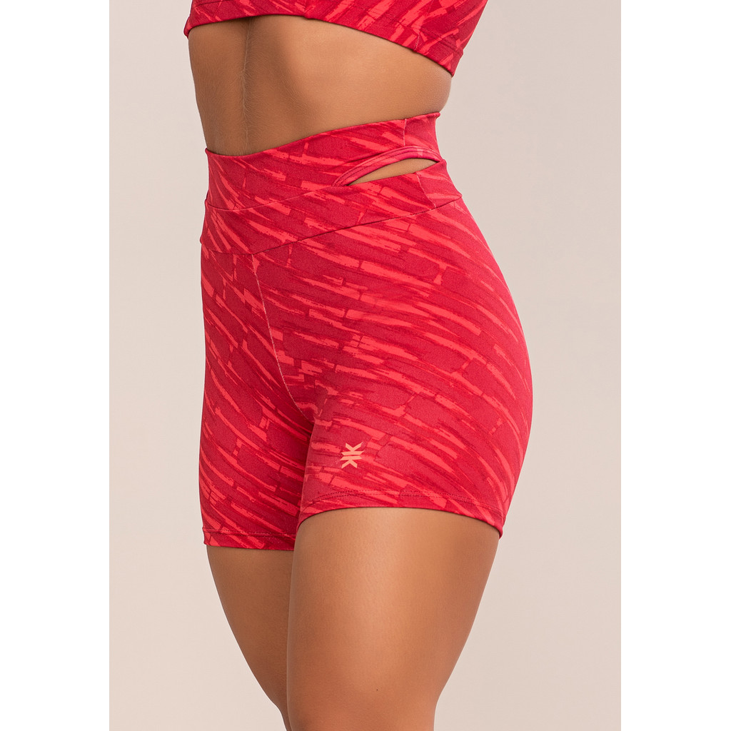 SHORT FITNESS FEMININO EUPHORIA COM DETALHE VAZADO ESTAMPADO DLK