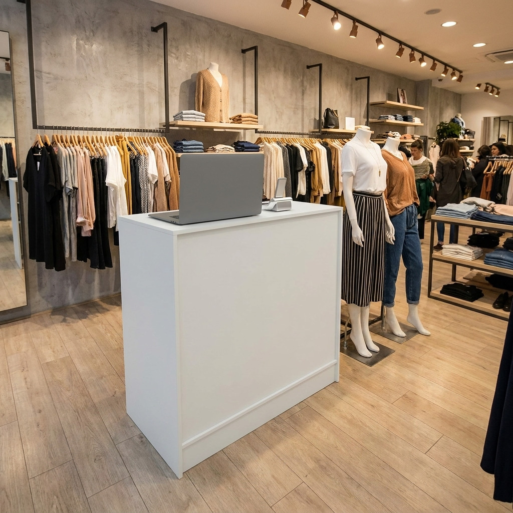 Balcão mdf Atendimento loja Recepção Consultório Bar Comercio 90 cm branco sem gavetas