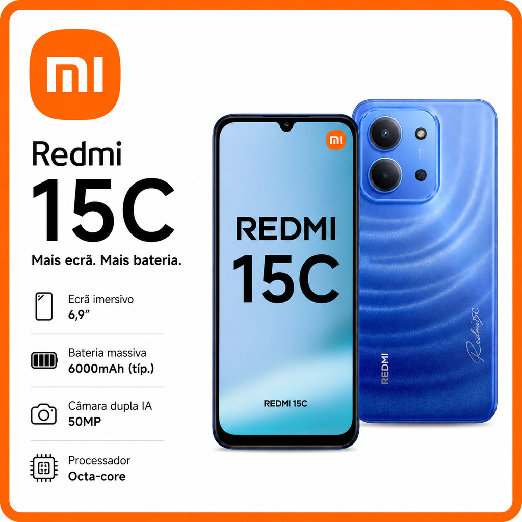 Imagem (Novo) Smartphone Xiaomi Redmi 15C azul 8GB+256GB RAM,4GB+128GB RAM
